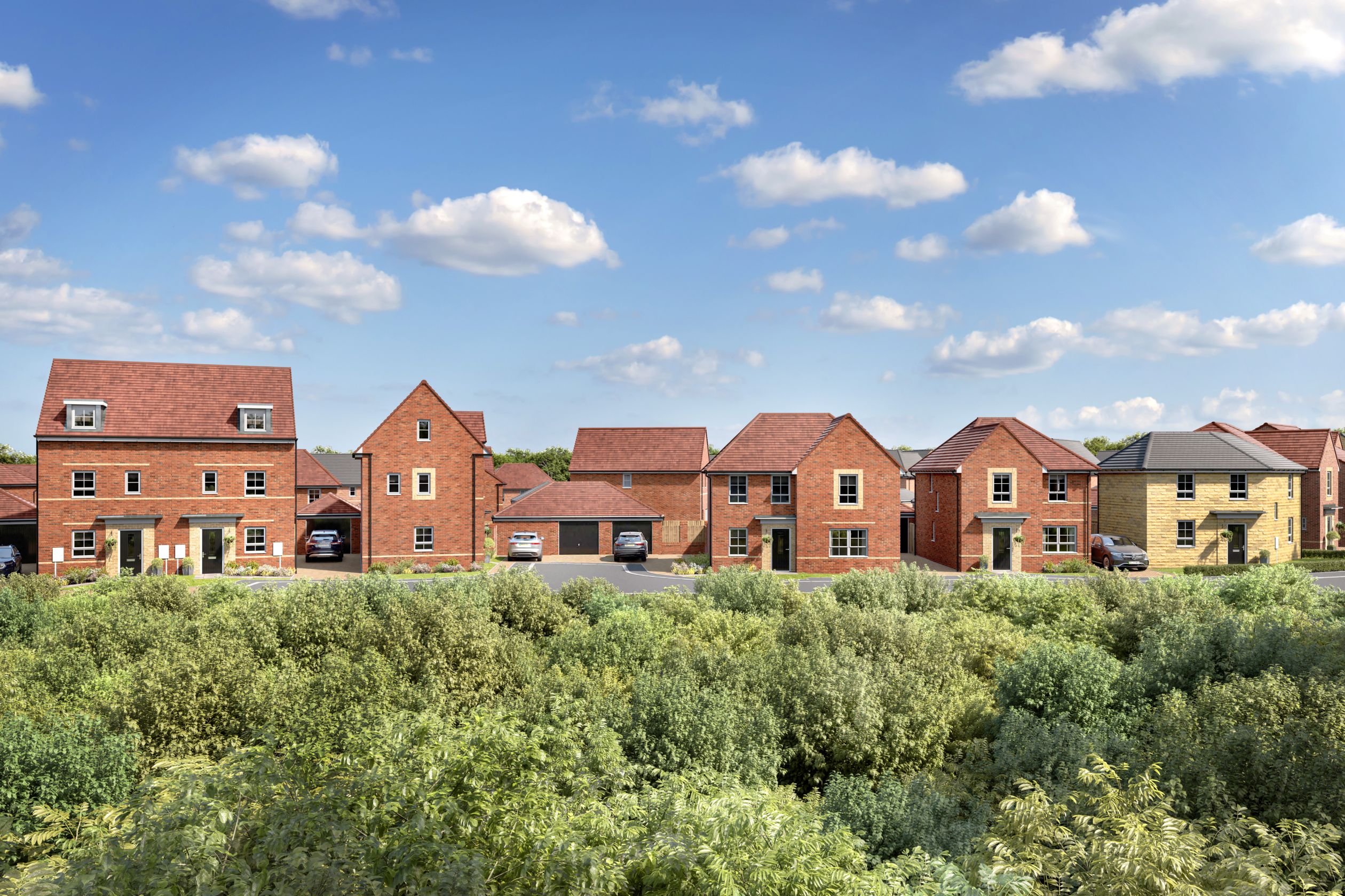 CGI view of homes at Grey Towers Village