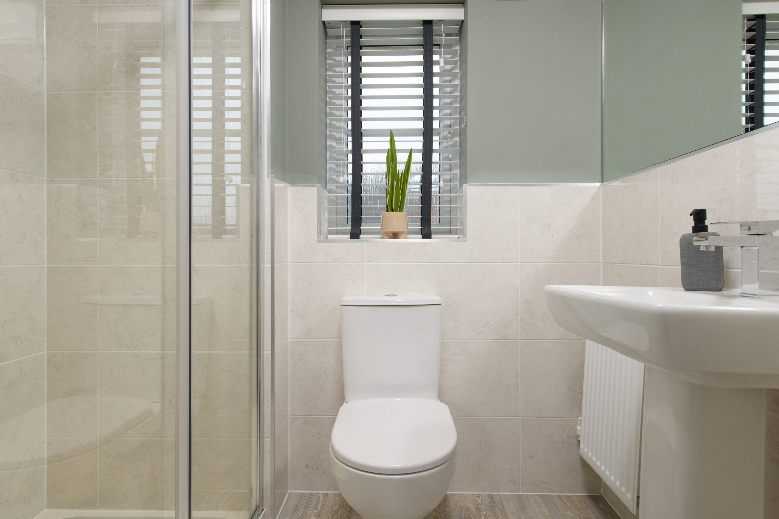 Inside view 3 bedroom Denby en suite shower room