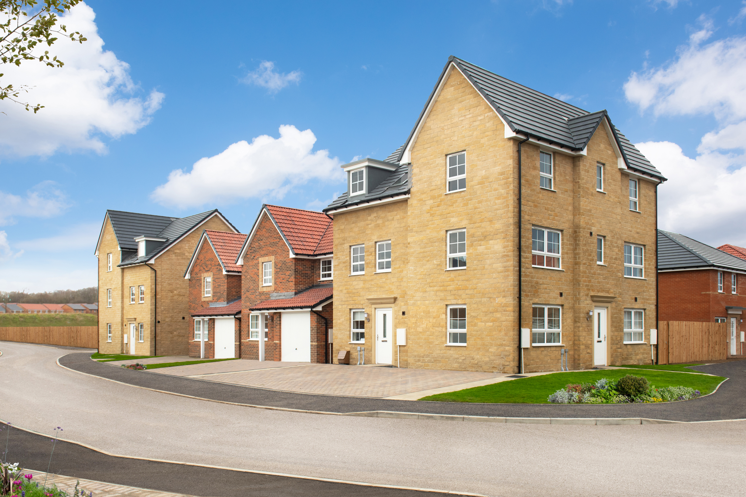 Street scene of homes at West Meadows