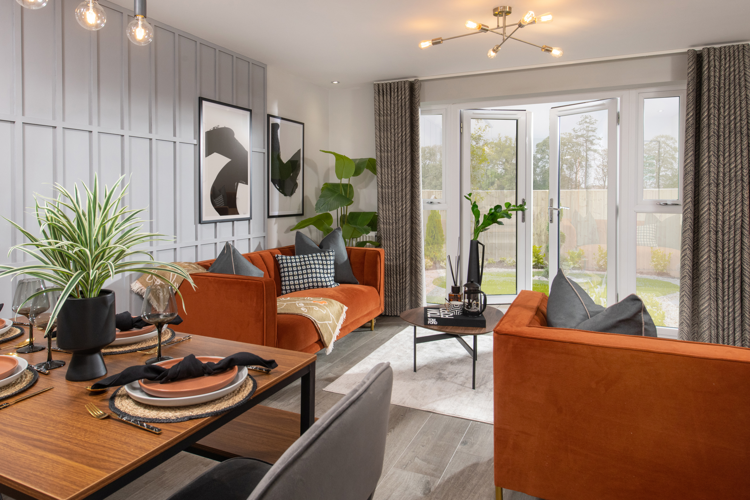 Inside view 3 bedroom Norbury lounge with French doors