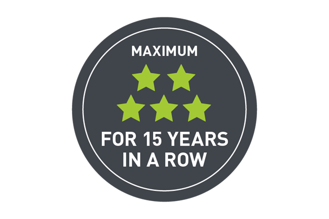 5-star status for 15 years