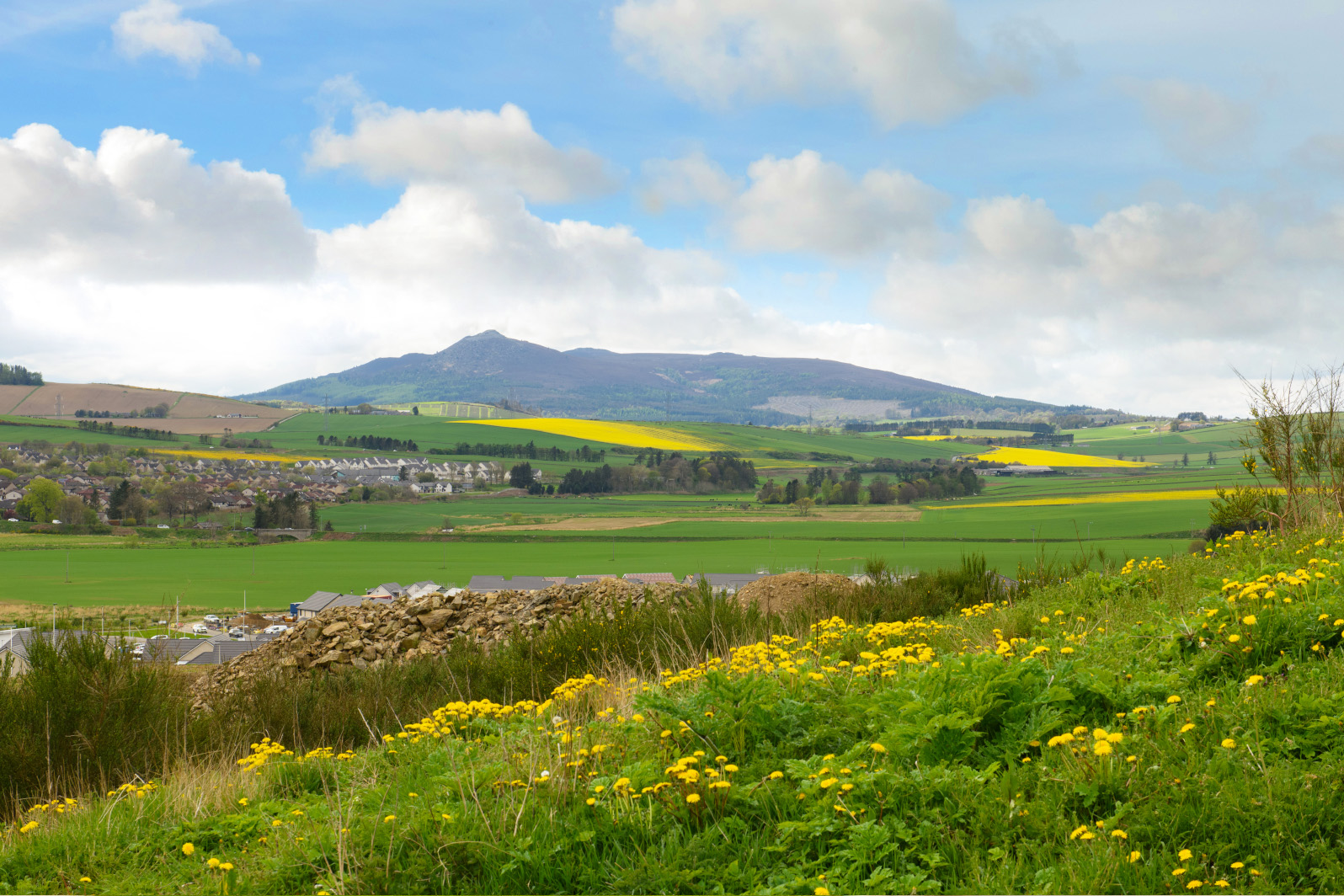 Bennachie hill and Inverurie town and countryside in Aberdeenshire