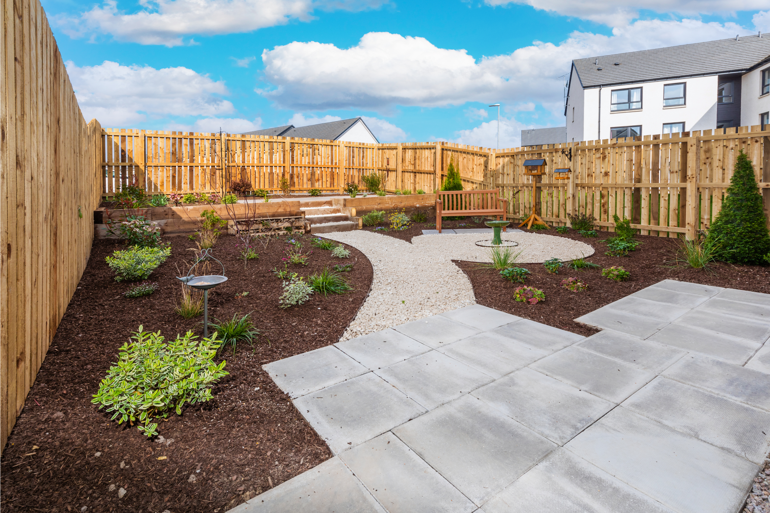 Garden view at Craigend Show Home