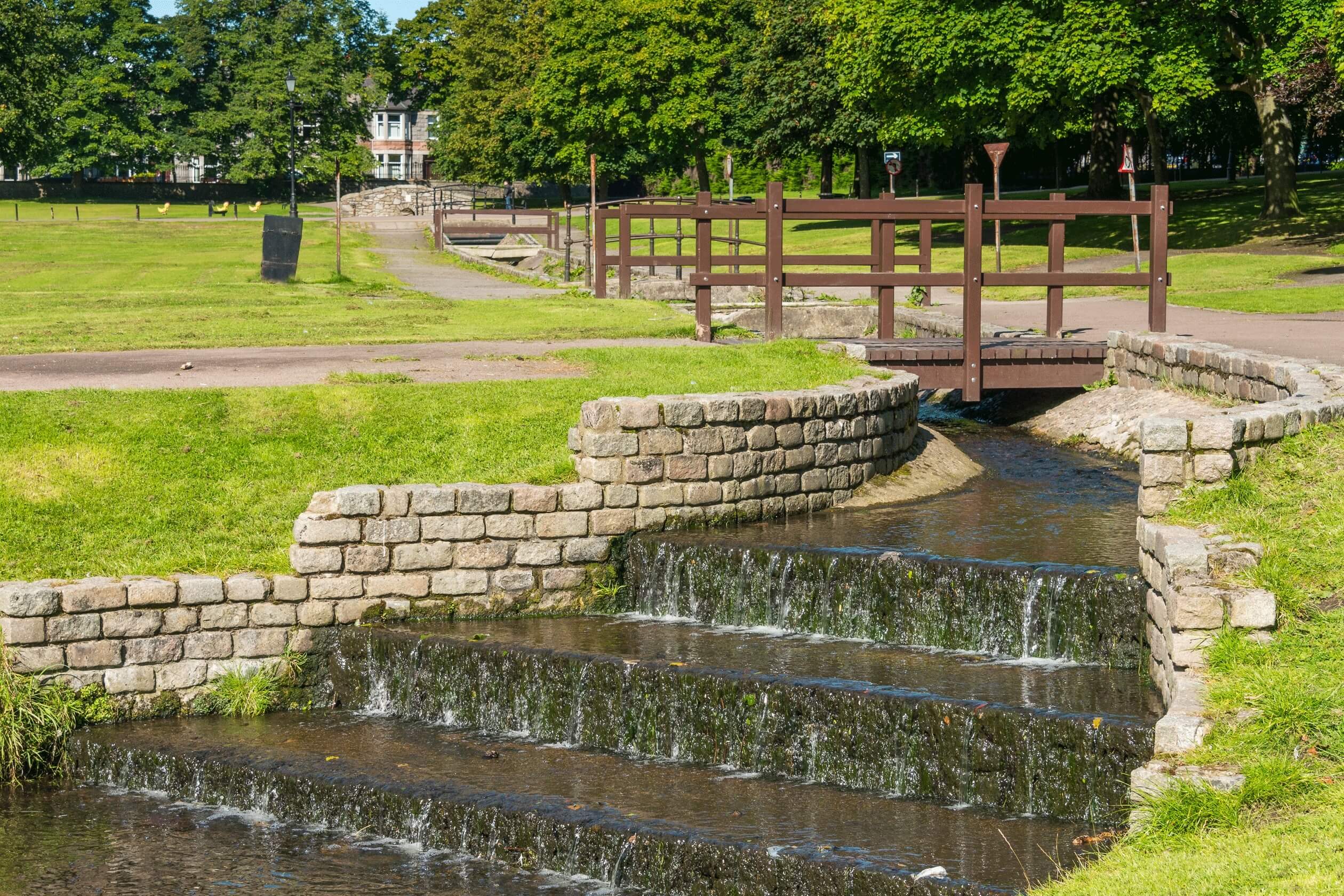 Water feature located within Westburn park, close to development Westburn Gardens 