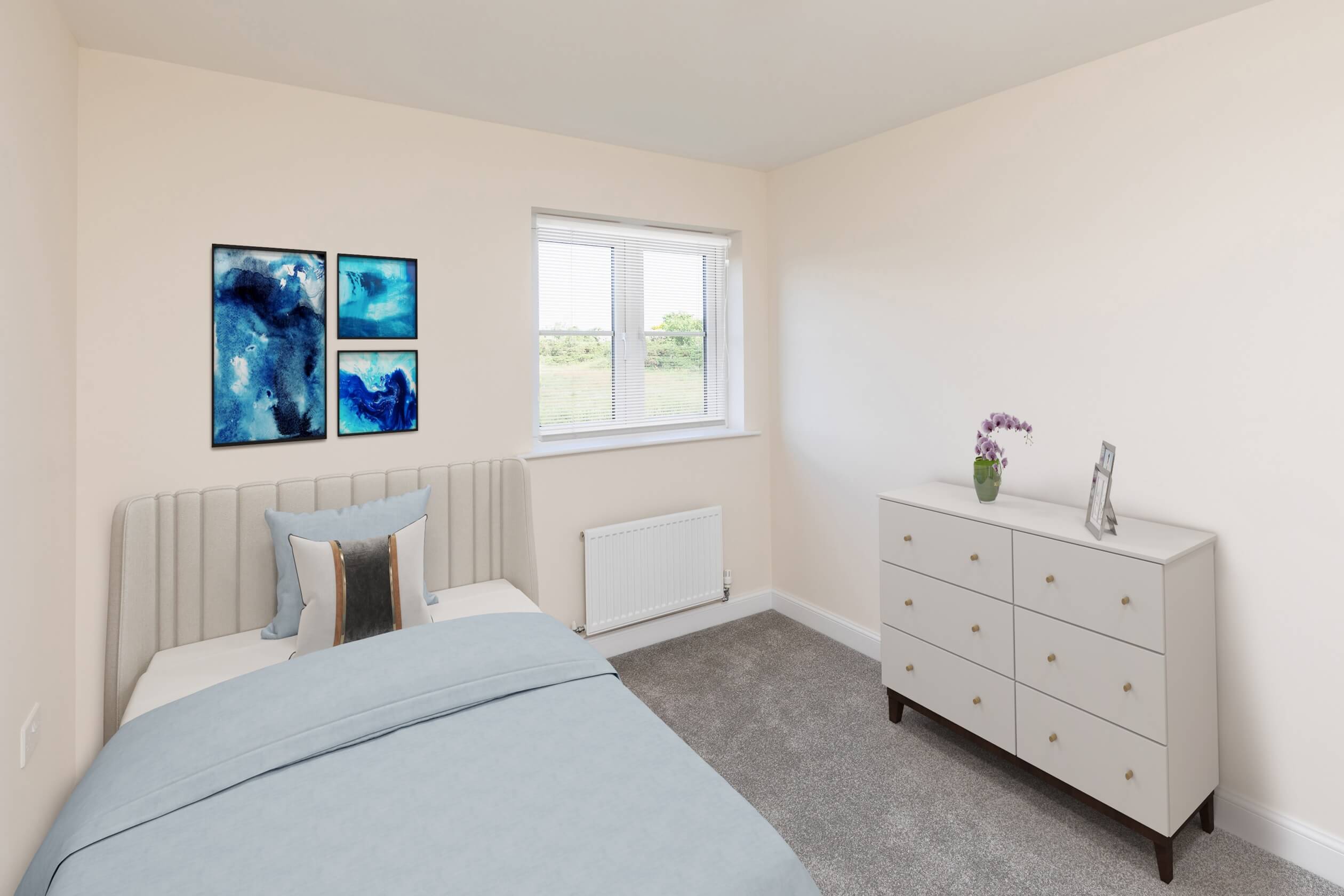 Whiteland Coast plot 89 Abergeldie Second bedroom with virtual furniture