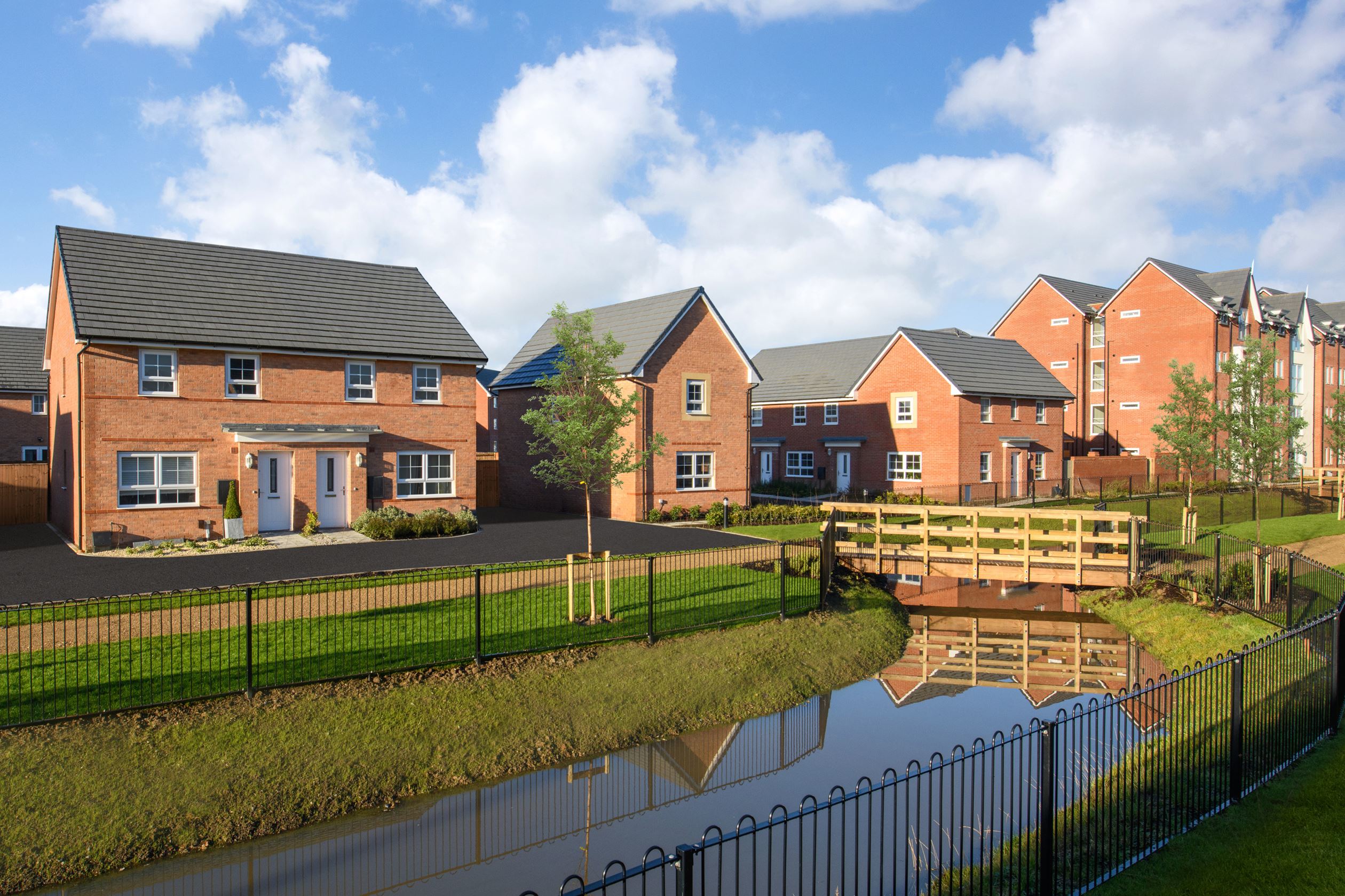 Street scene featuring pond area and open green spaces at Victoria Mews, Southport