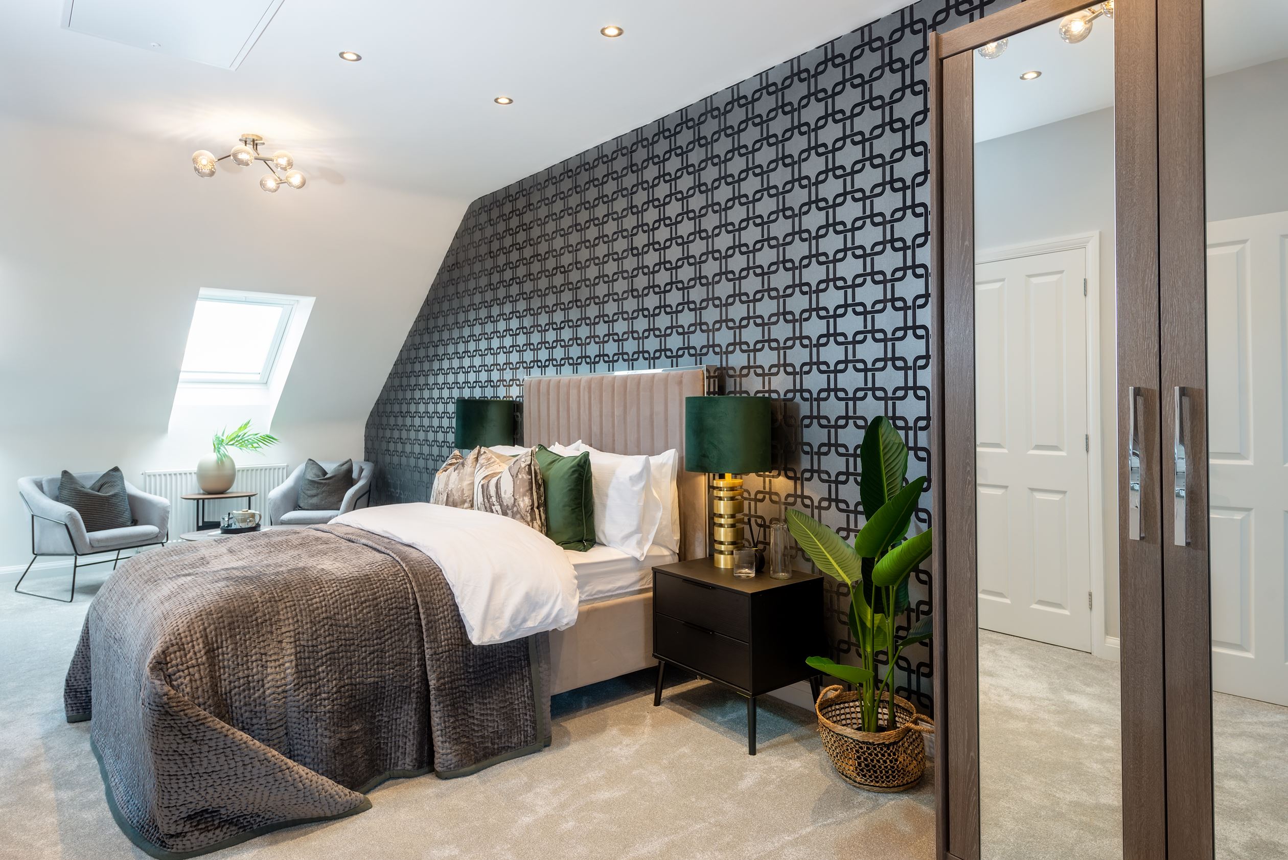 Norbury top floor main bedroom with dressing area and en suite shower room