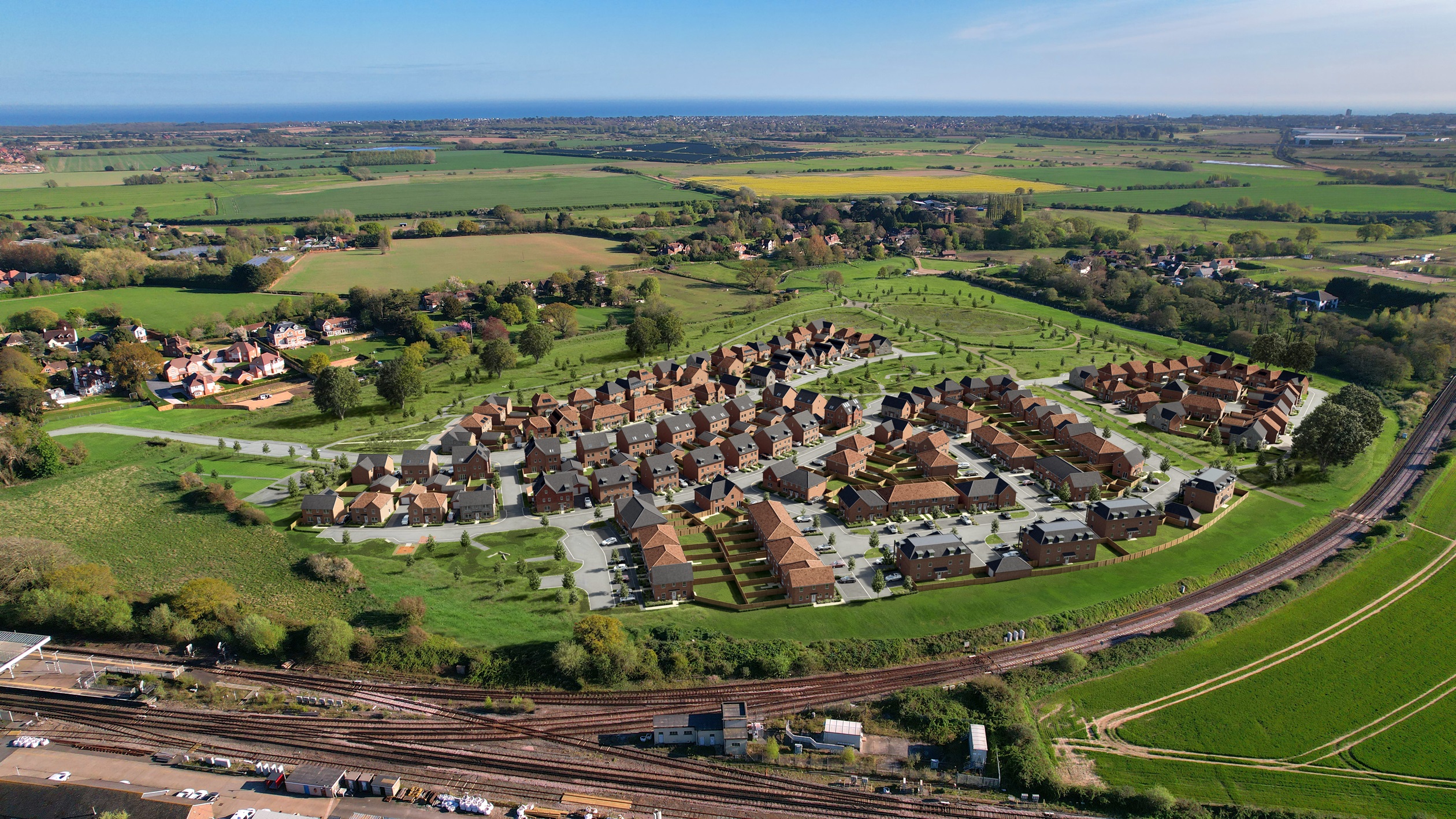 Aerial shot of century gardens barratt