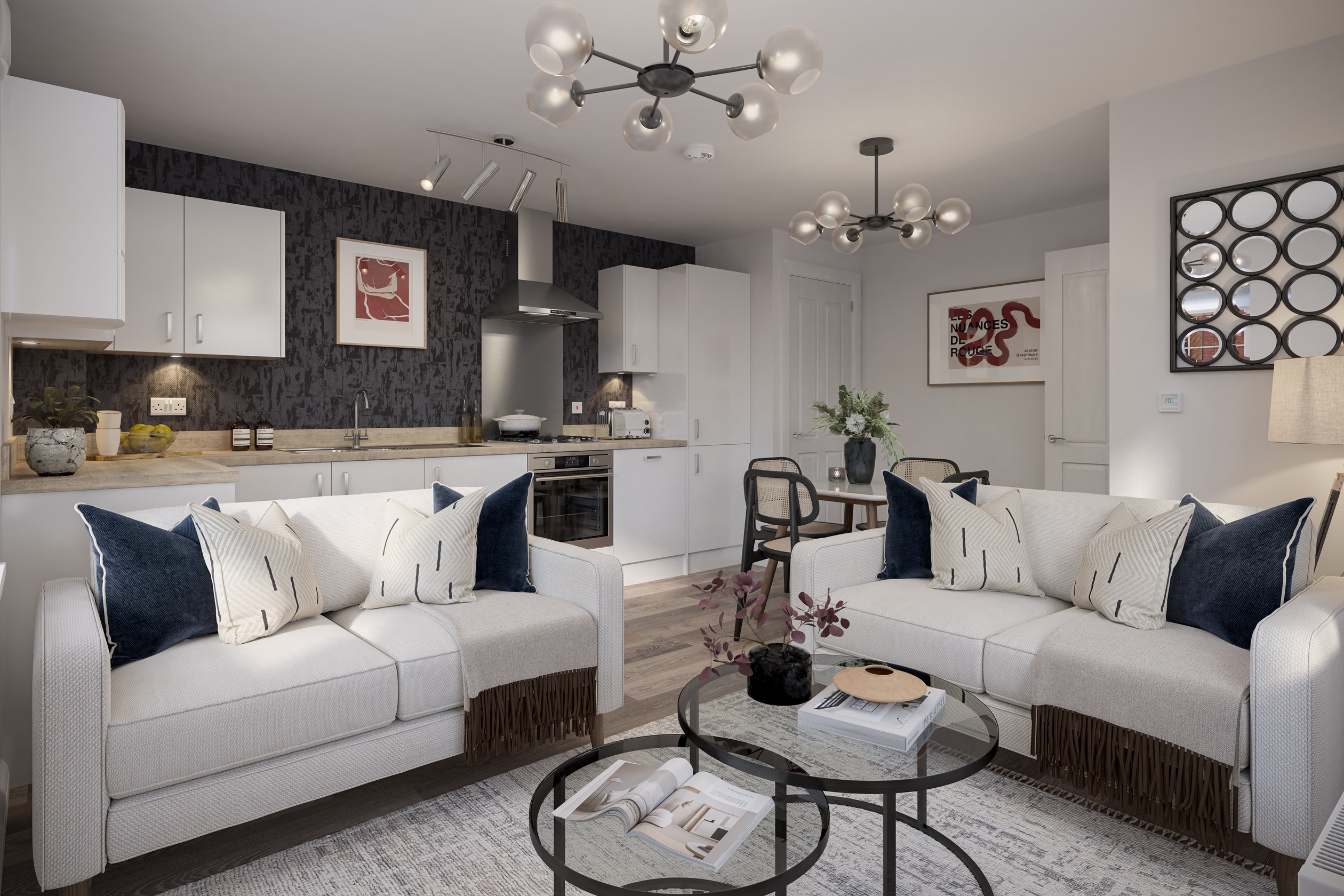 Internal shot of the kitchen/living/diner in the Hambrook 