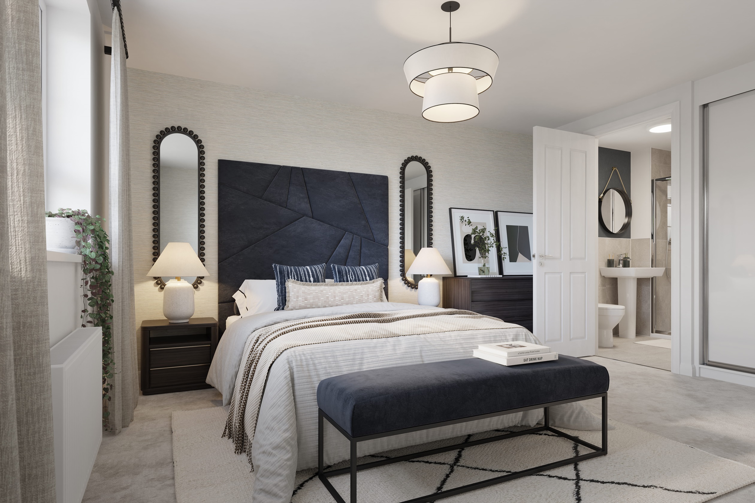 internal cgi of the bedroom in the hemlock at highgrove