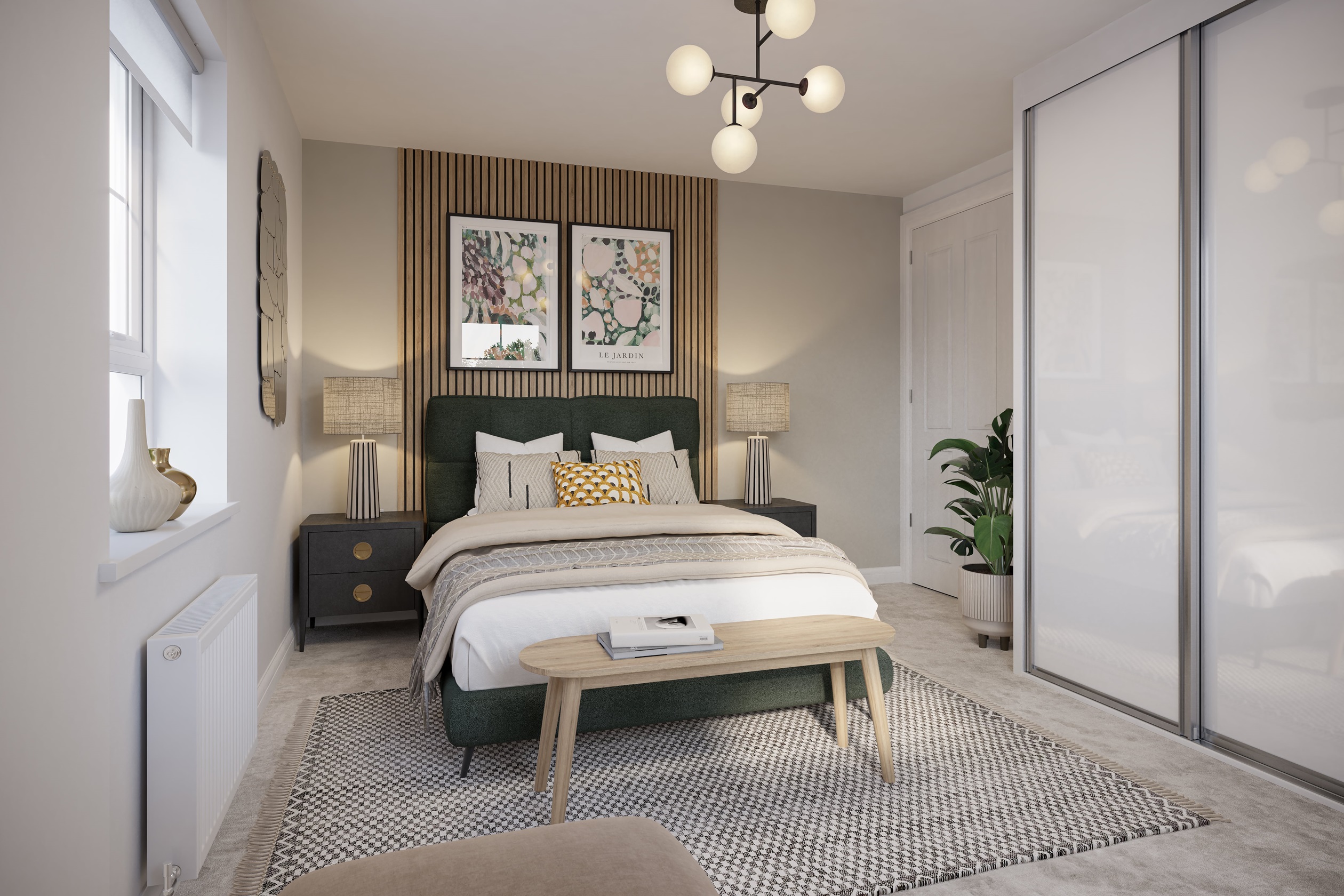 Internal shot of the main bedroom in the hunston