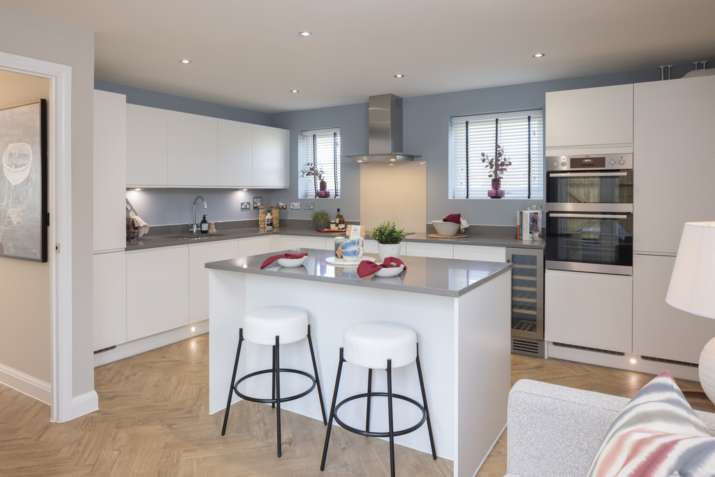 Internal shot of the kitchen in the alderney show home