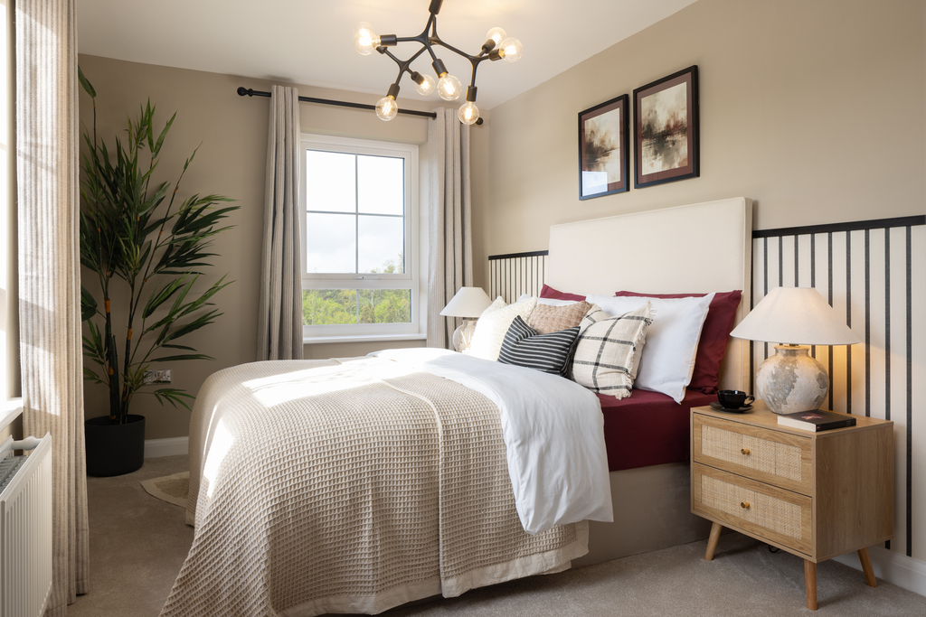 internal shot of double bedroom in the aldereny