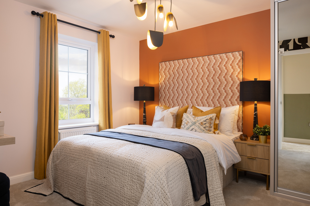 Internal shot of the main bedroom in the kingsley show home