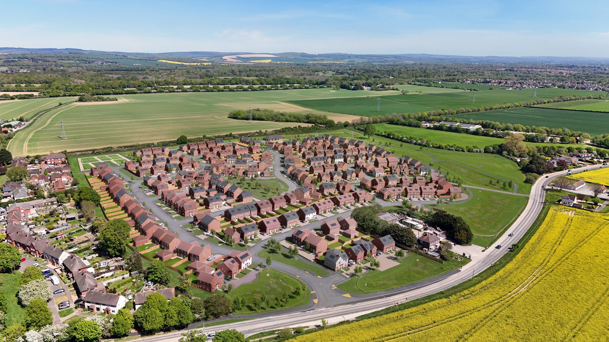 Aerial shot of highgrove barratt