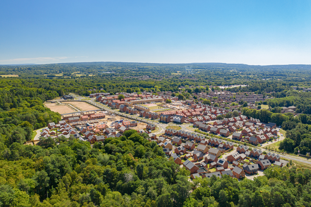 Drone footage overlooking New Quarter in Bordon 