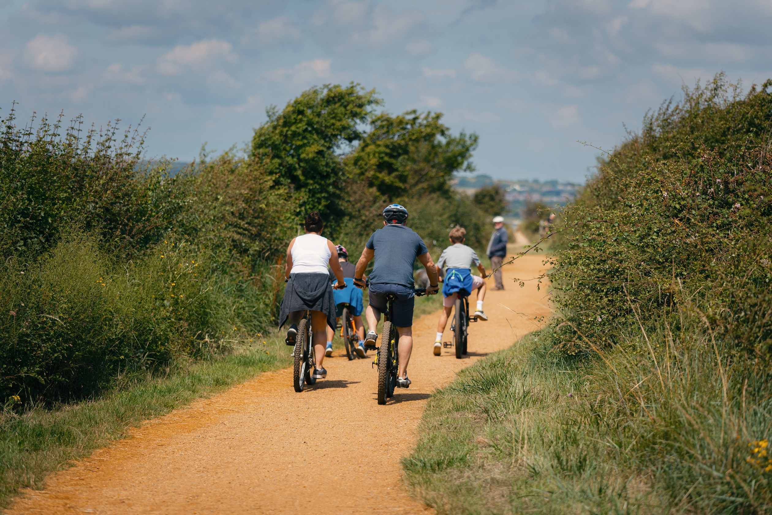 Local area photo of people bike riding on hayling billy trail