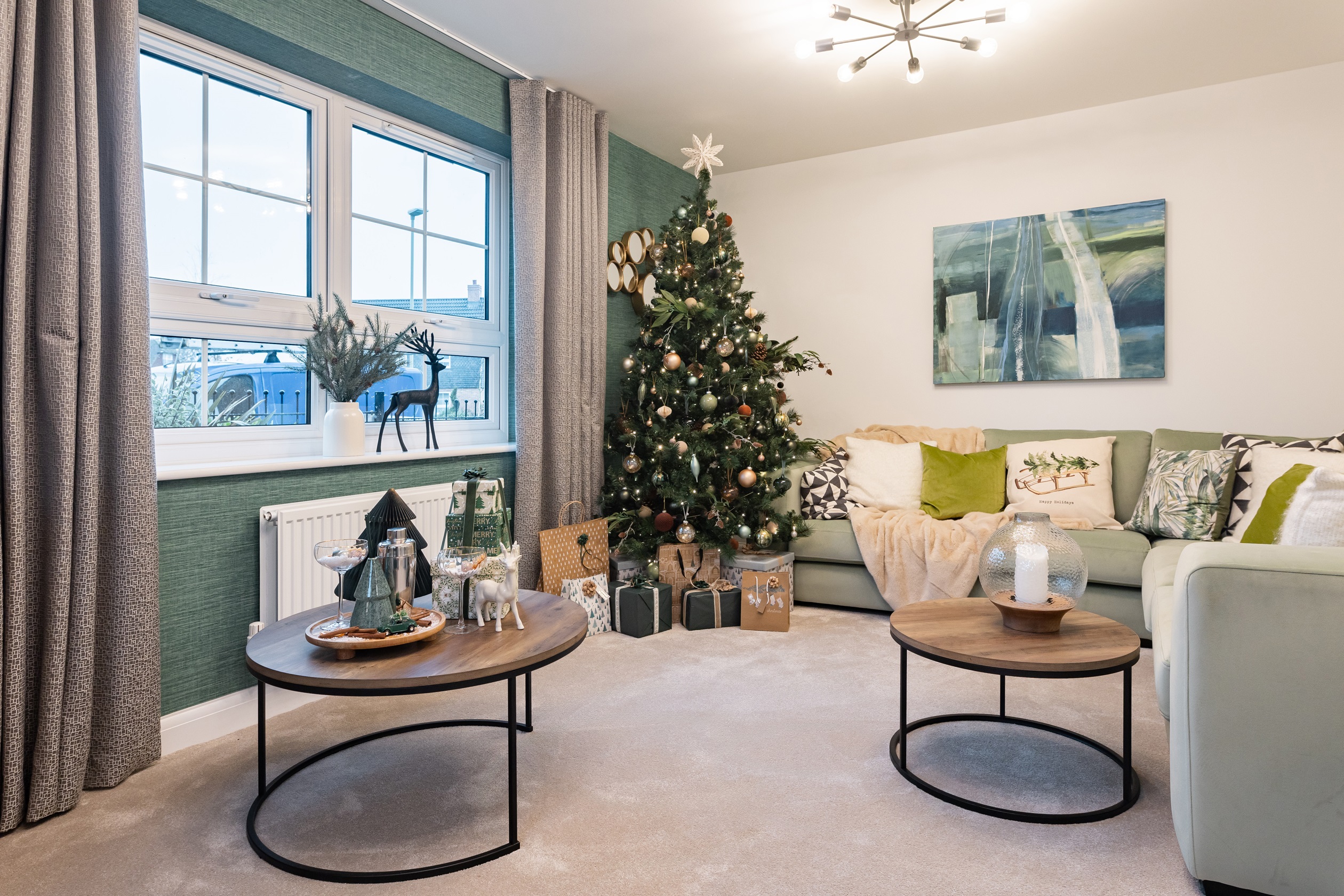 Internal shot of the moresby show home dressed for christmas