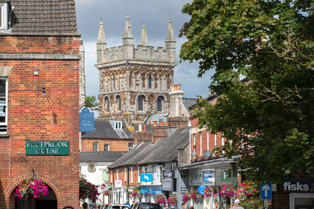 Local area shot of shops in wimborne