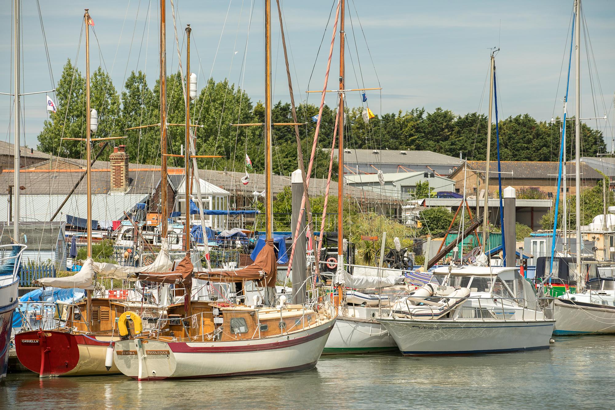the busy marina in Newport