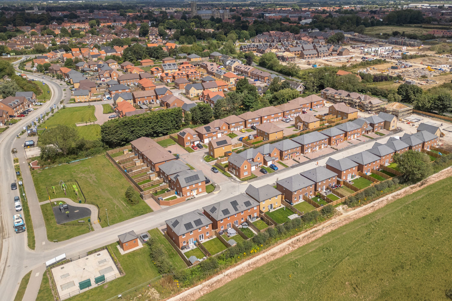 Queens Court and Minster View in Beverley from the air