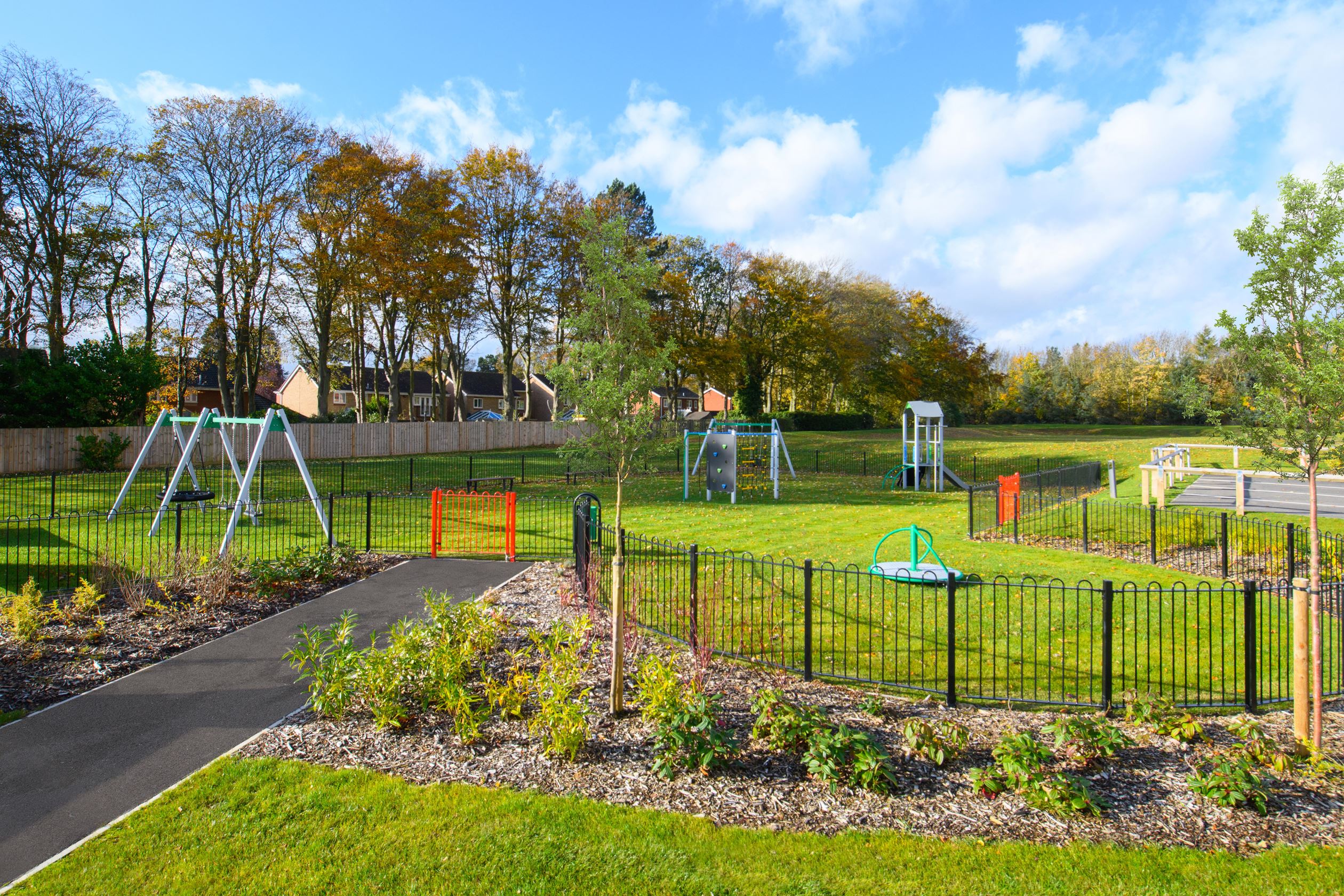 Play area and green open space at Mortimer Park