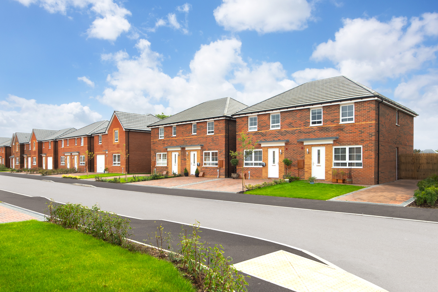 Queens Court Street scene featuring the Maidstone, Ellerton and Ripon homes - Oct24