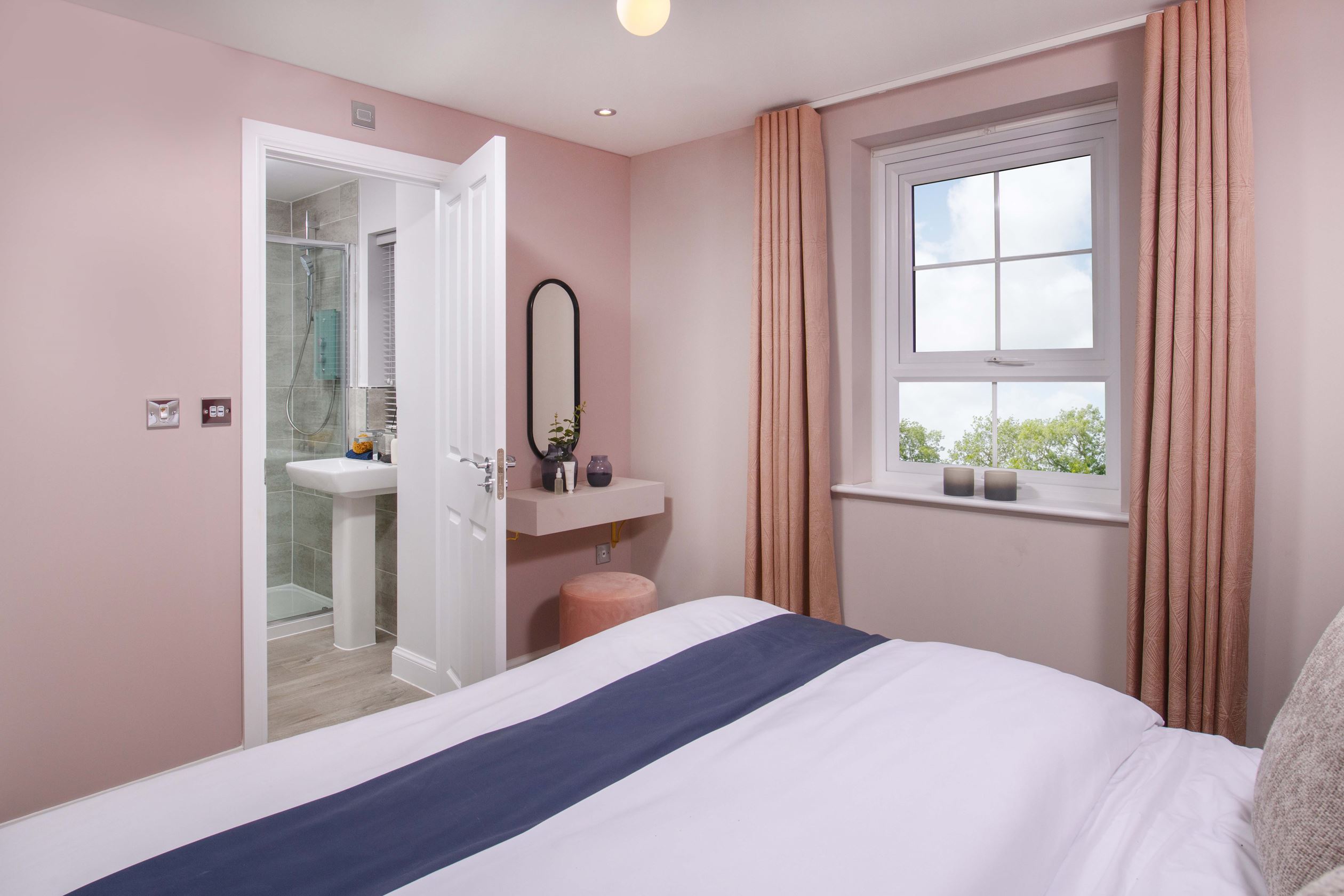 En suite shower from bedroom 1 in the Ripon Show Home