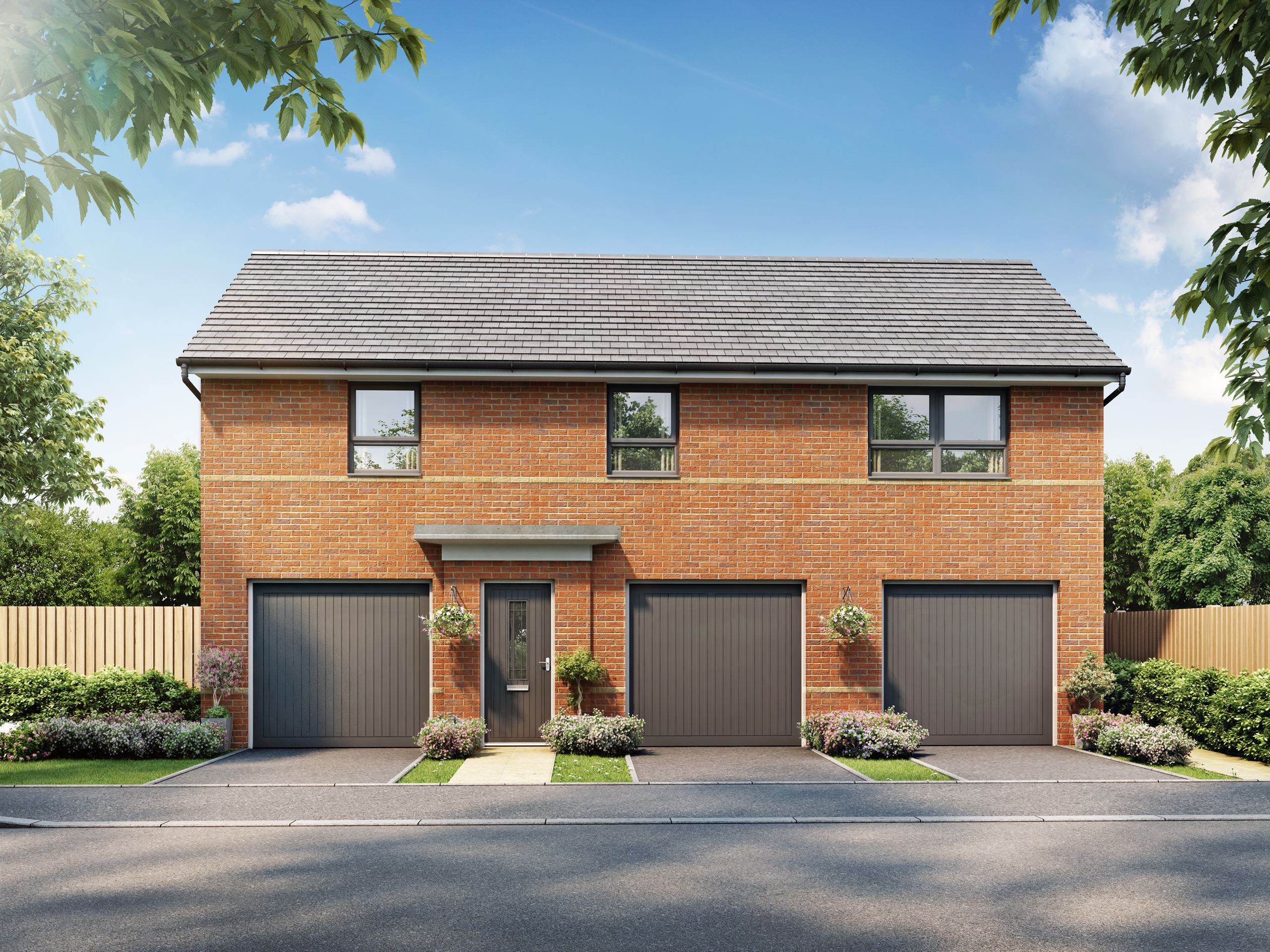 Alverton CGI outside view 2 bedroom apartment with garage