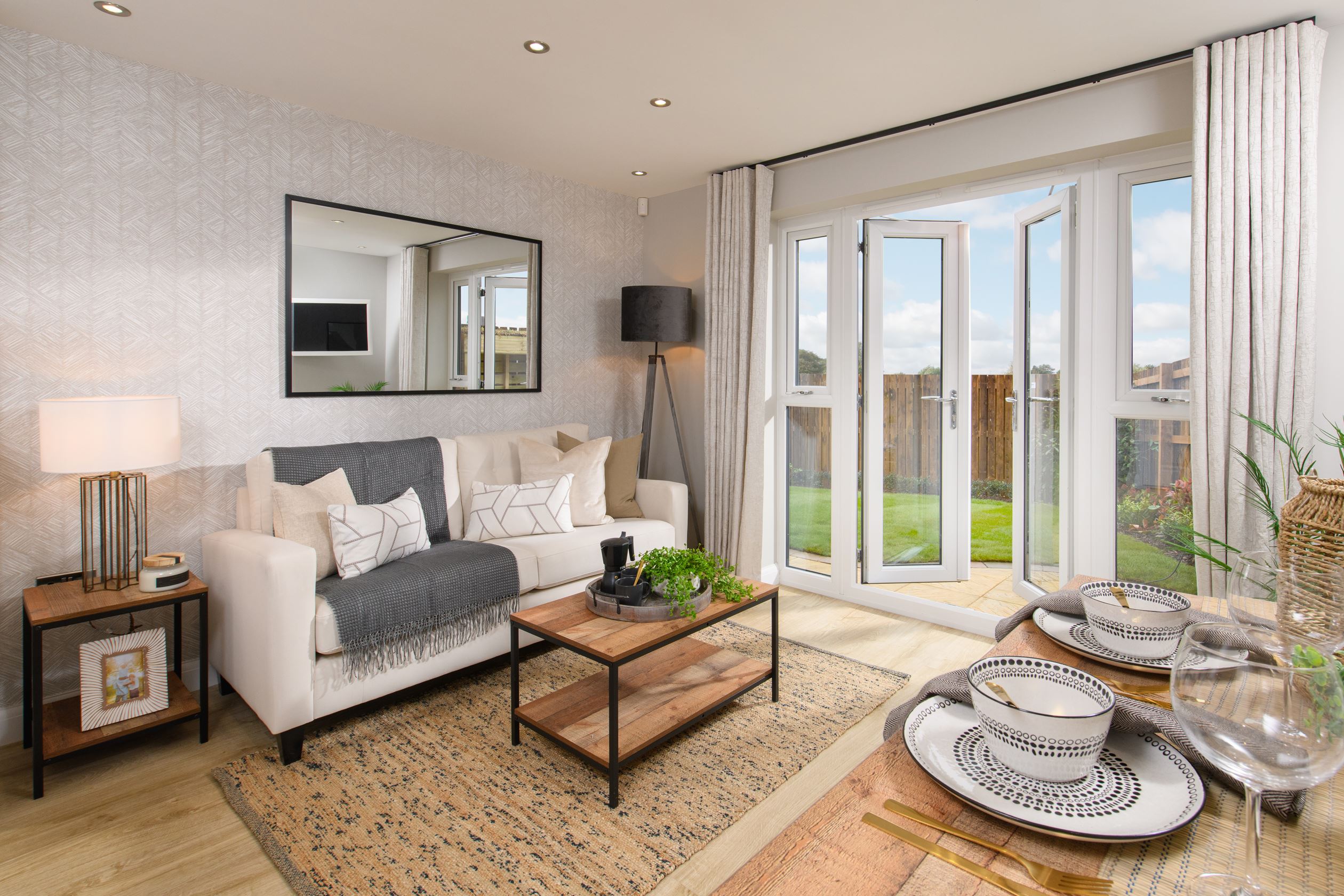 Internal view Kingsville kitchen diner French doors 