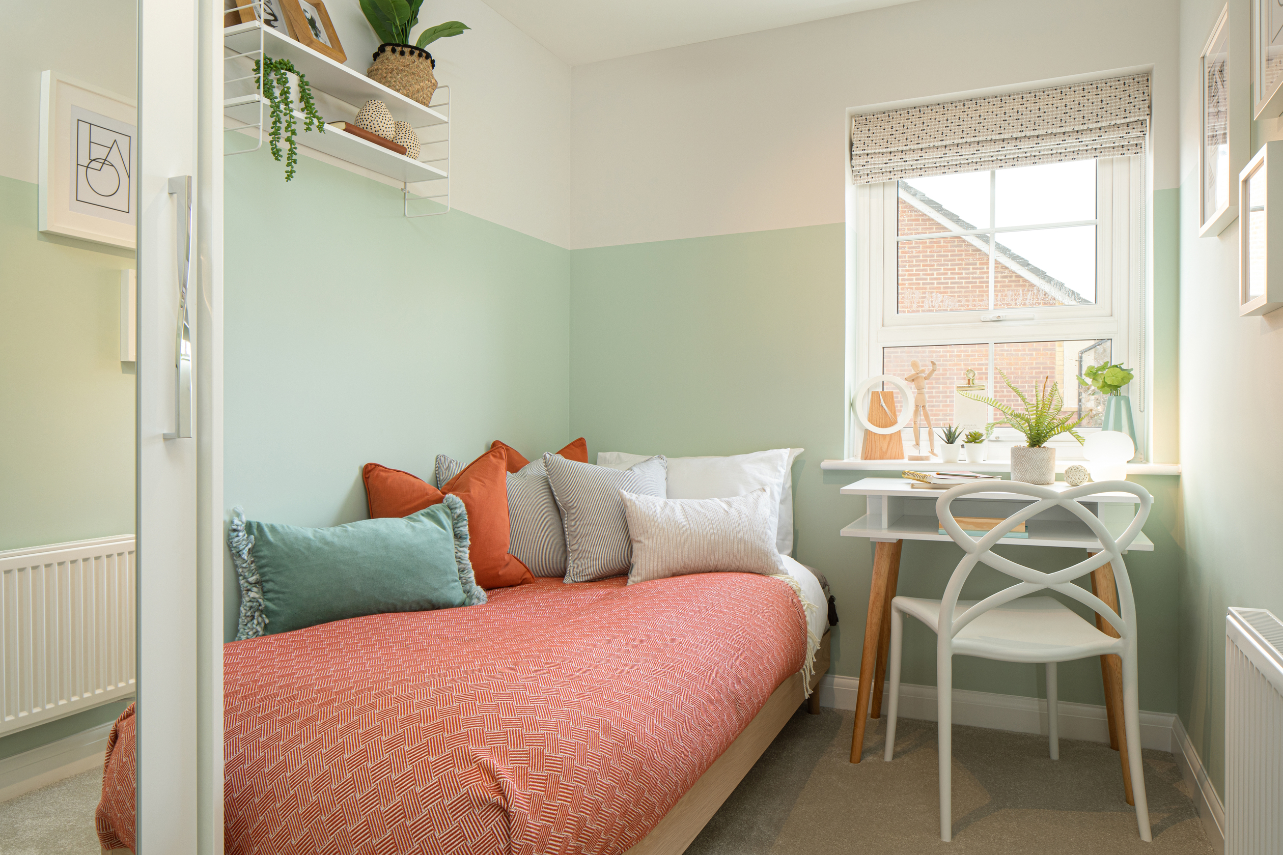 Inside view of bedroom 3 with single bed. Moresby. 3 bed home.
