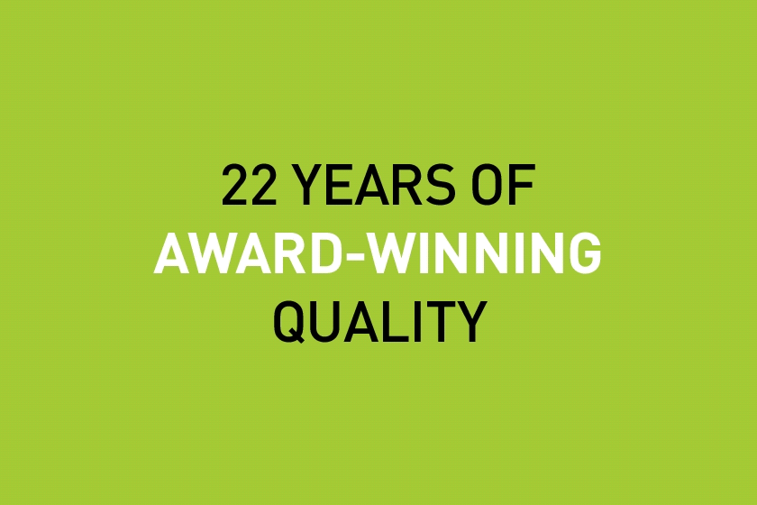 22 years of award-winning quality