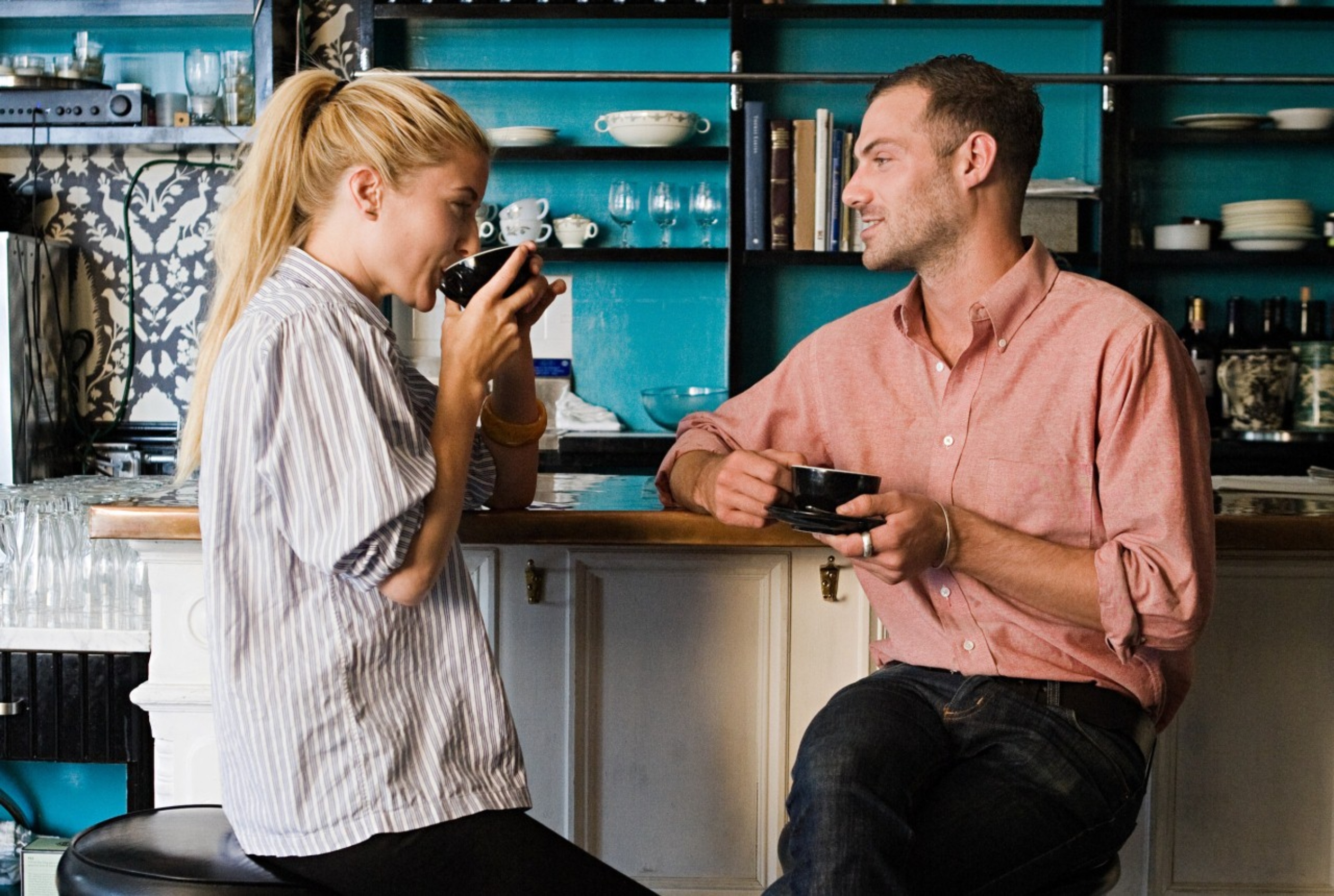 Couple in a cafe