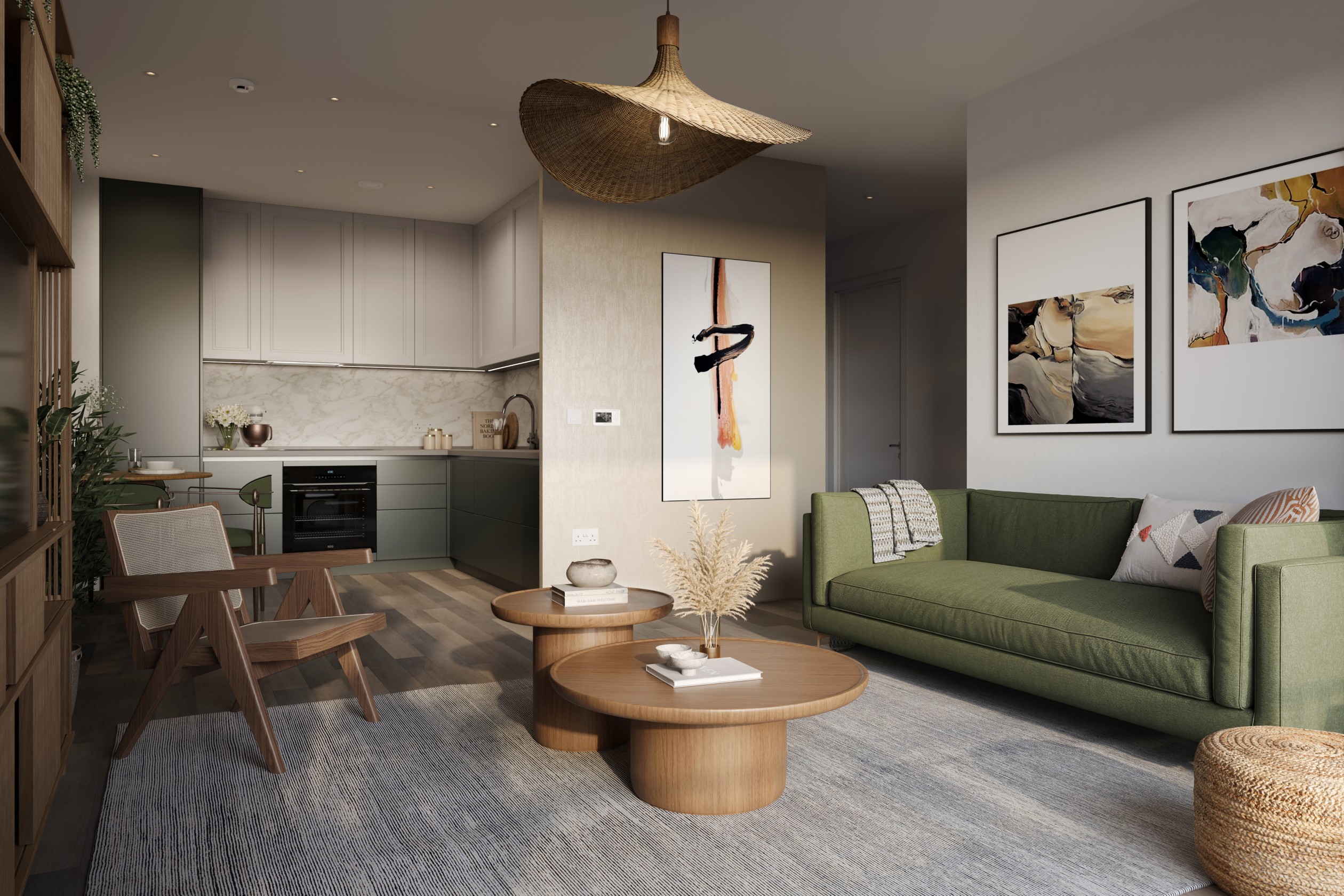 Living room and kitchen