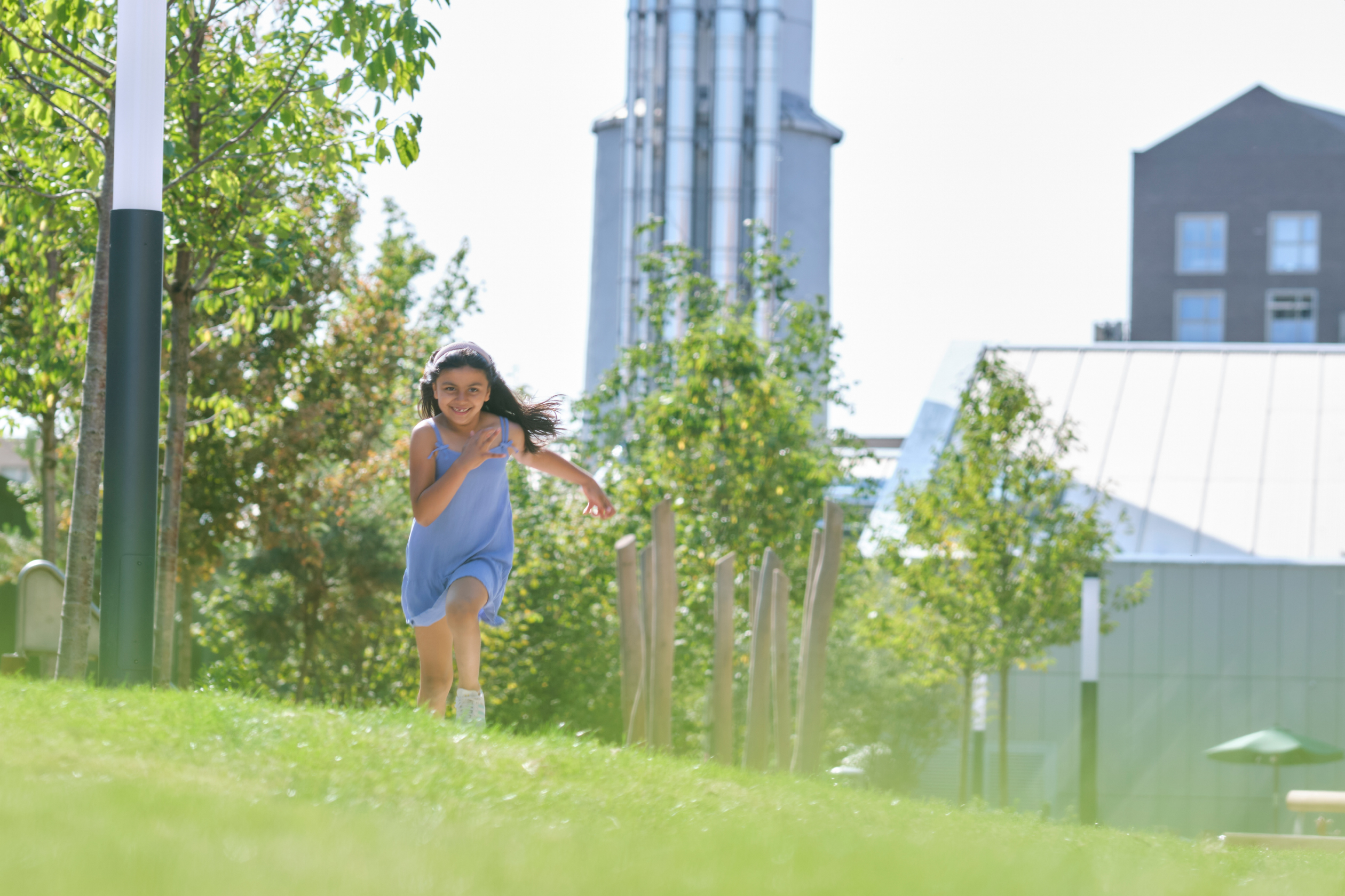Girl running outside