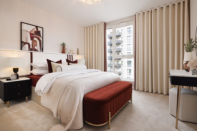 wide angle bedroom shot