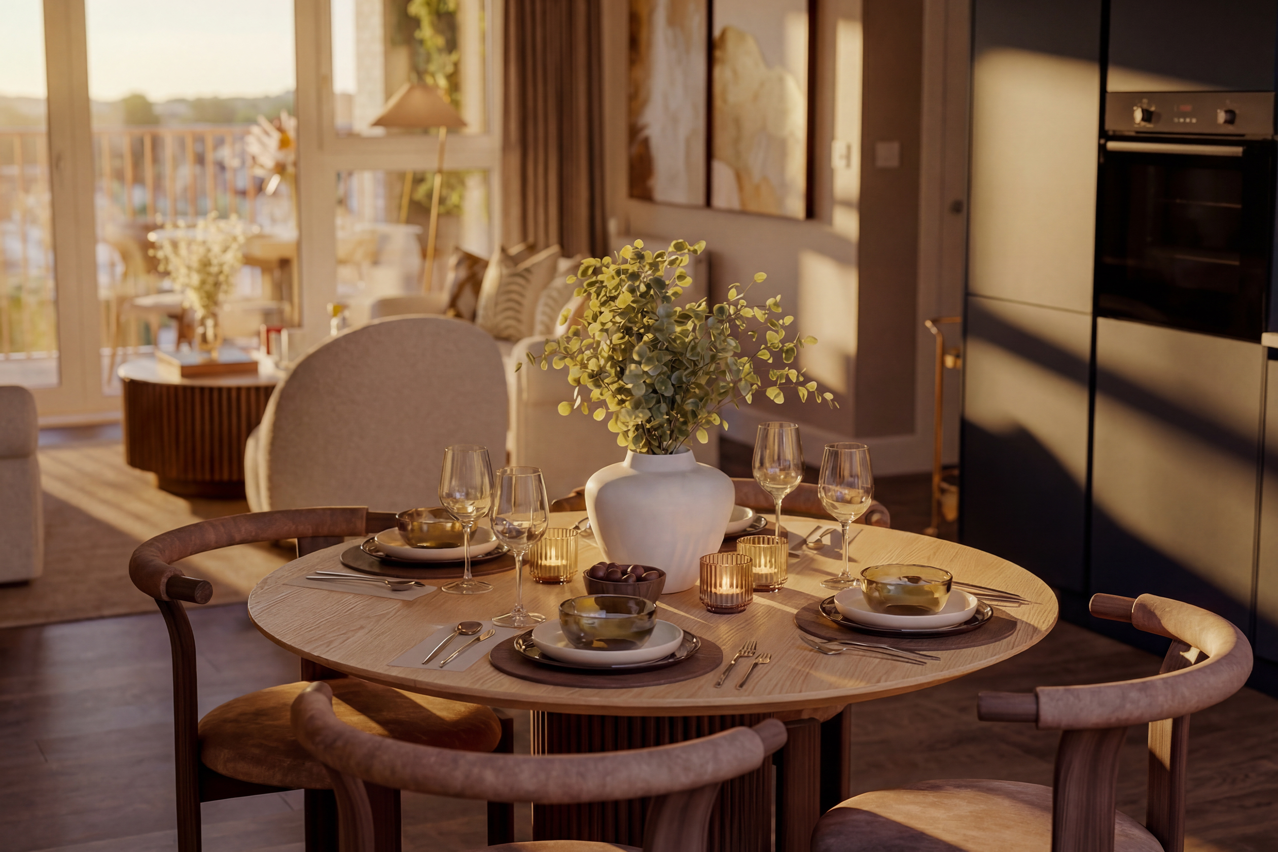 Dusk image of dining table