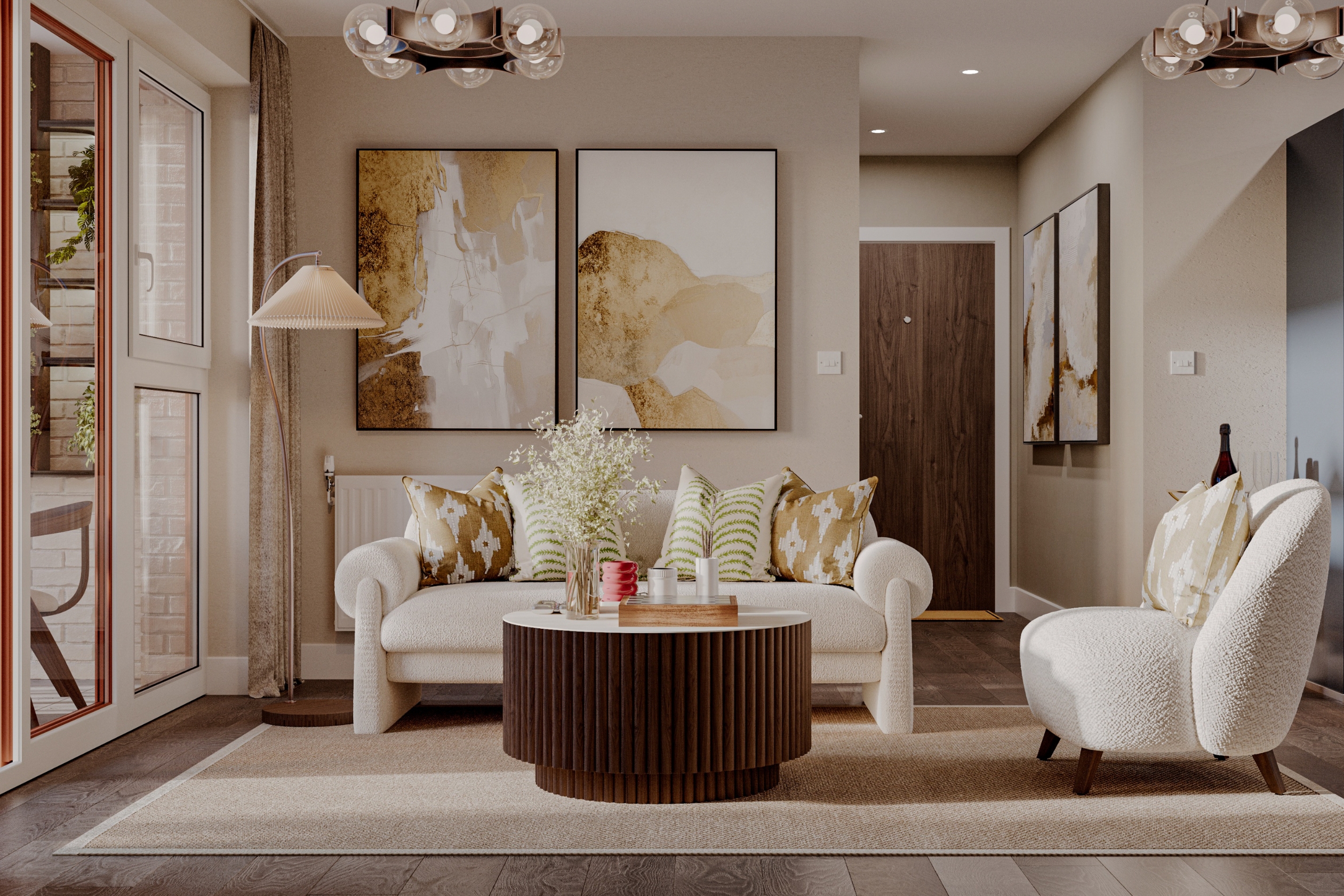 Wide angle of living room