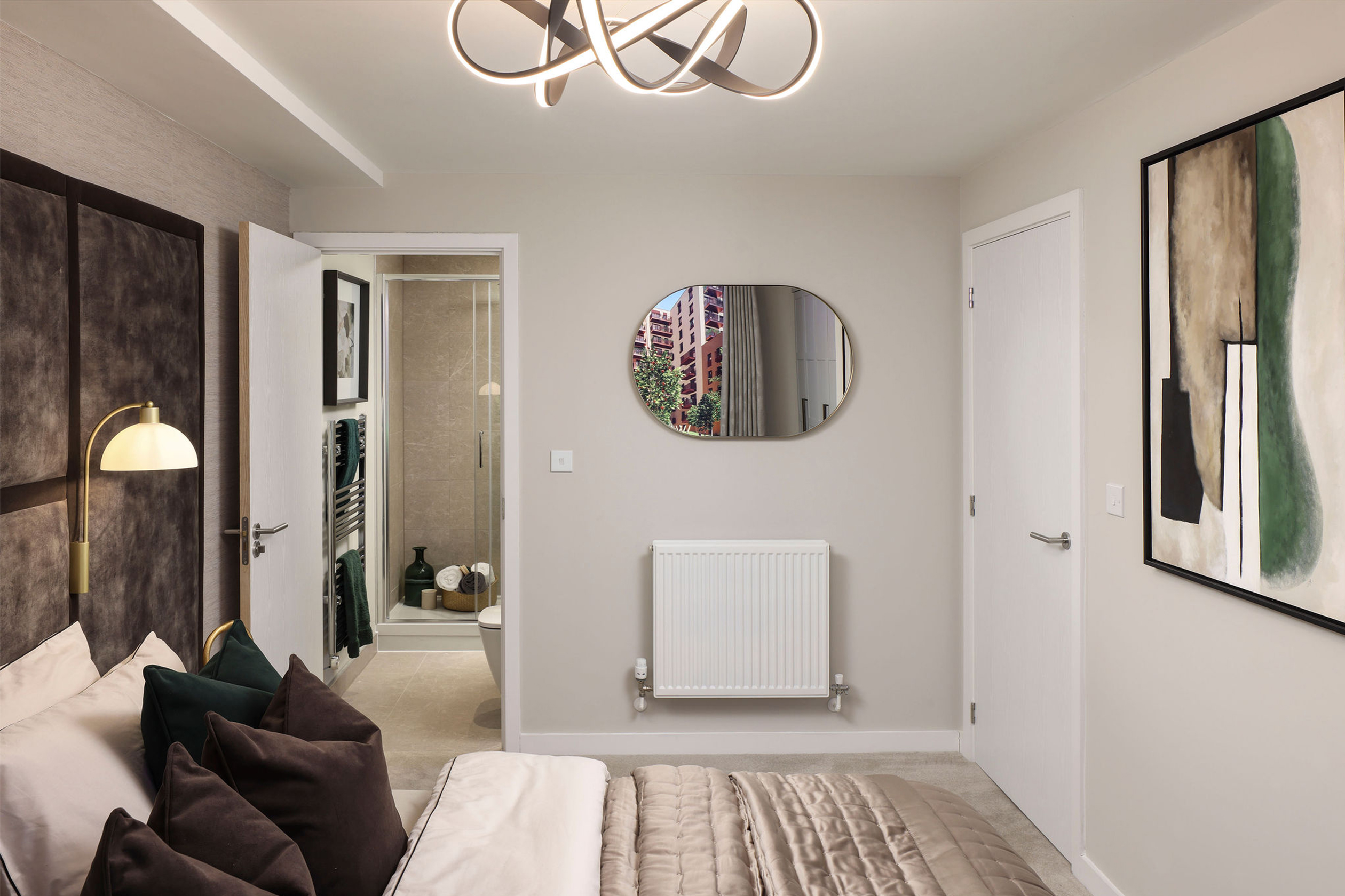 Royal Gateway - side view photo of bedroom with a glimpse to the ensuite 