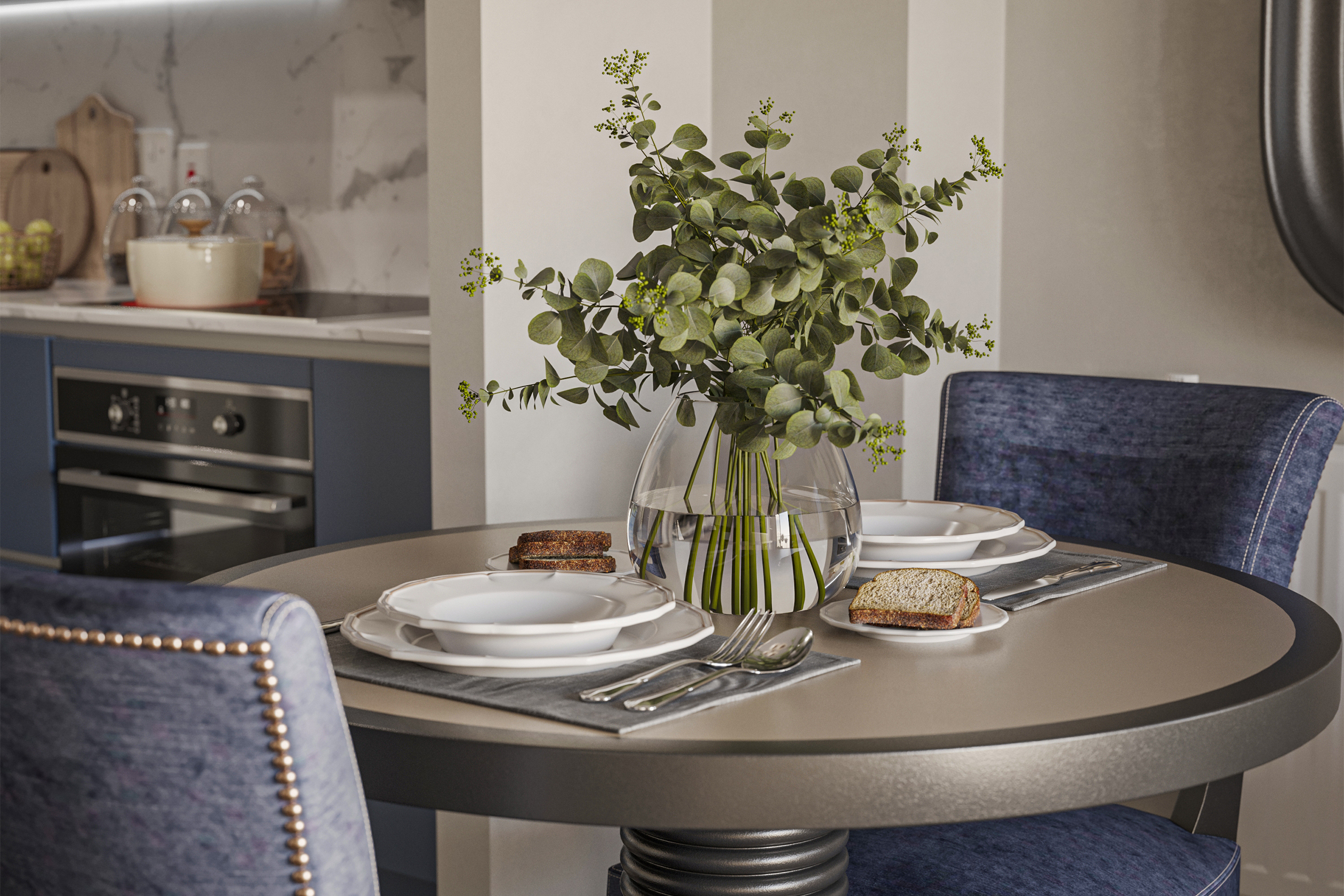 Dining Table CGI - Bradbury Apartments