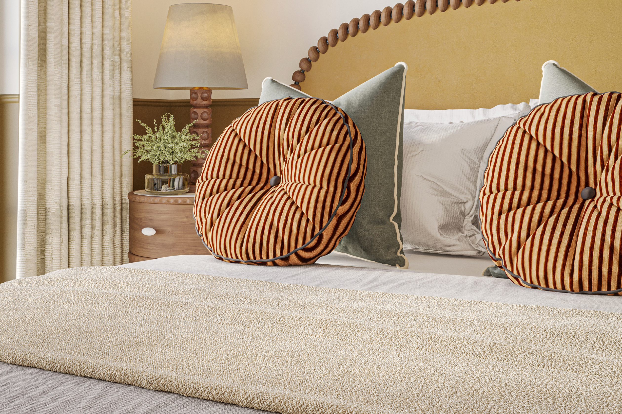 Bed Cushions Close-Up CGI - Bradbury Apartments