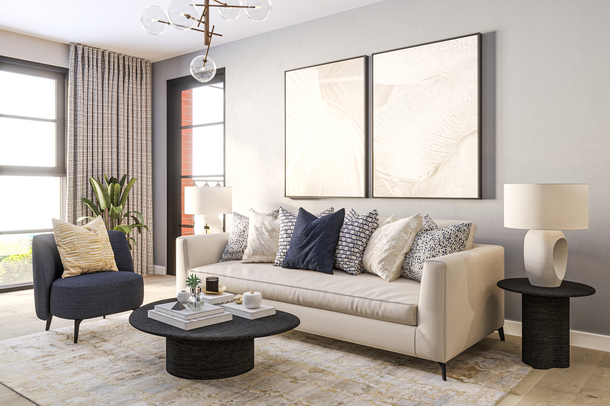 Living Room - Brookside Apartments (2-bed) 2