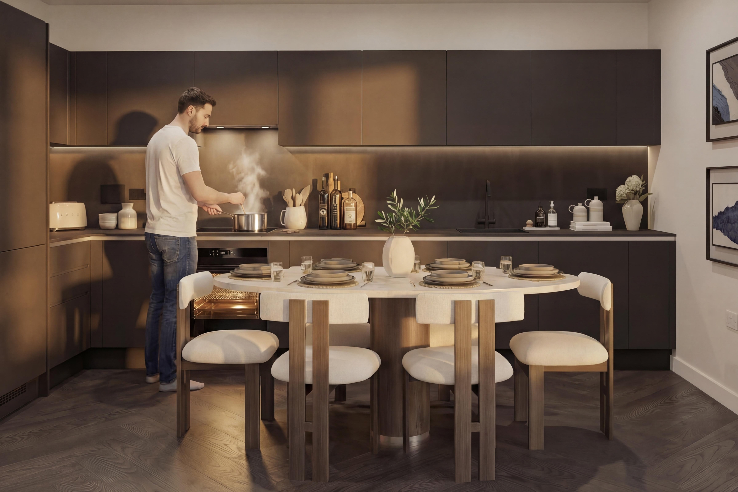 Man cooking in kitchen