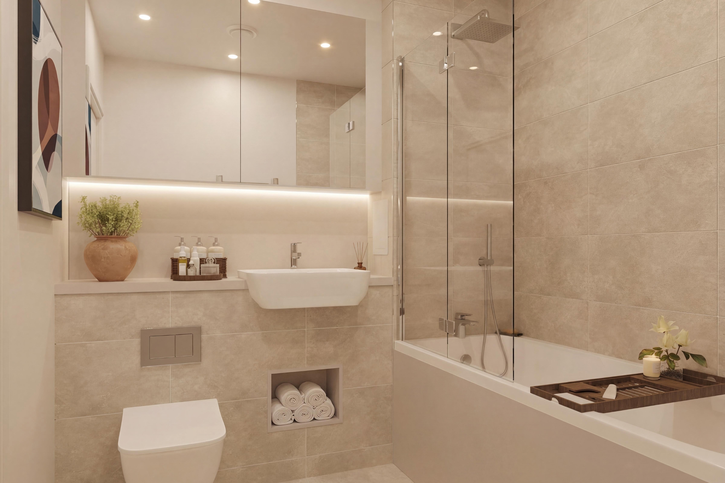 Bathroom image with bathtub on the right 