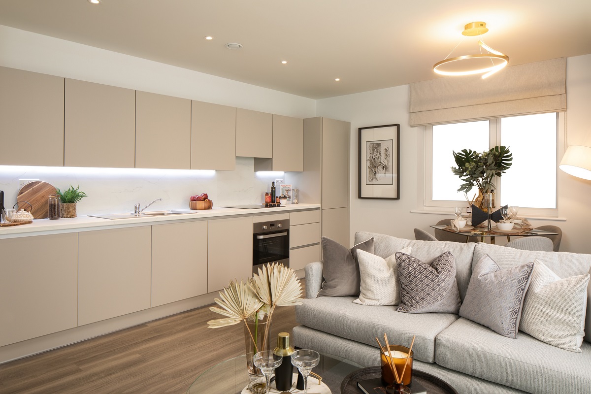 Open plan kitchen dining area