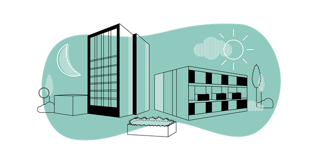 Illustration of London apartment buildings