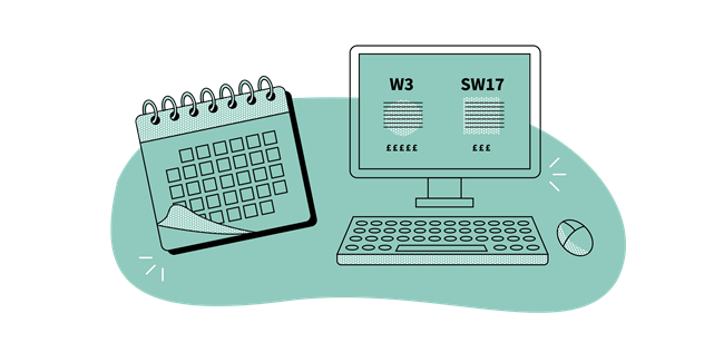 Illustration of a calendar and computer
