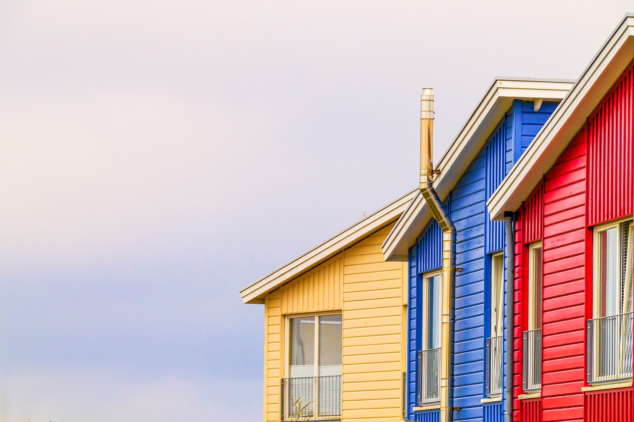 red yellow blue house