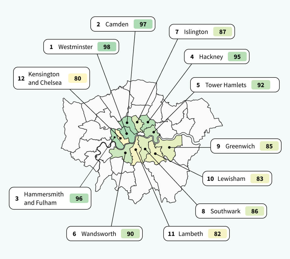 Londons funniest boroughs map